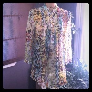 Leopard print sheer top.